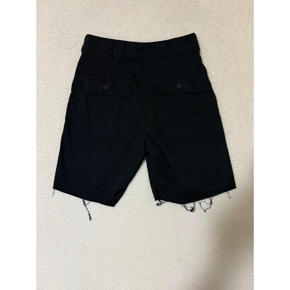 J Galt Shorts Womens Small Black Cutoff Twill Utility Casual Raw Hem Juniors